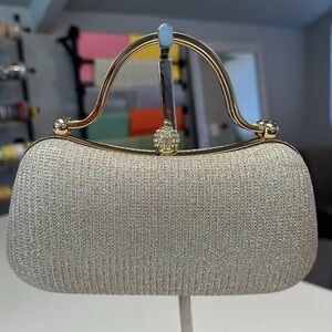 Elegant Gold Clutch with Rhinestone Accent